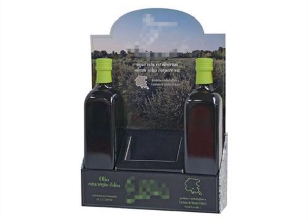 Espositore da banco con crowner per olio| Packaging - Espositori - Bag in Box 